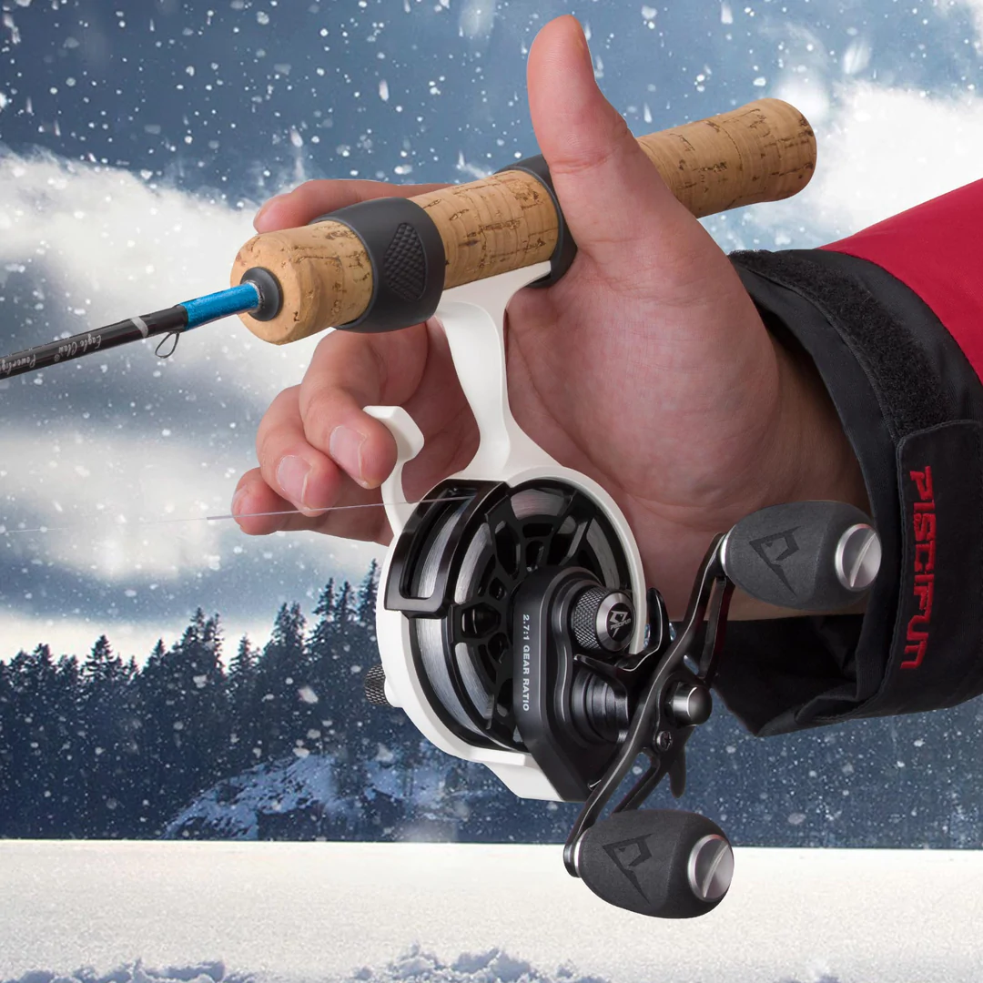PISCIFUN ICX FROST ICE FISHING REEL, MAGNETIC DROP SYSTEM,LARGE SPOOL  DIAMETER, 7+1 SHIELDED BB, 2.7:1 HIGH SPEED RATIO